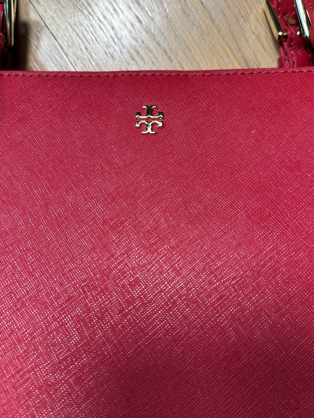 Tory Burch Bright Red Saffiano Leather Tote - Picture 2 of 5